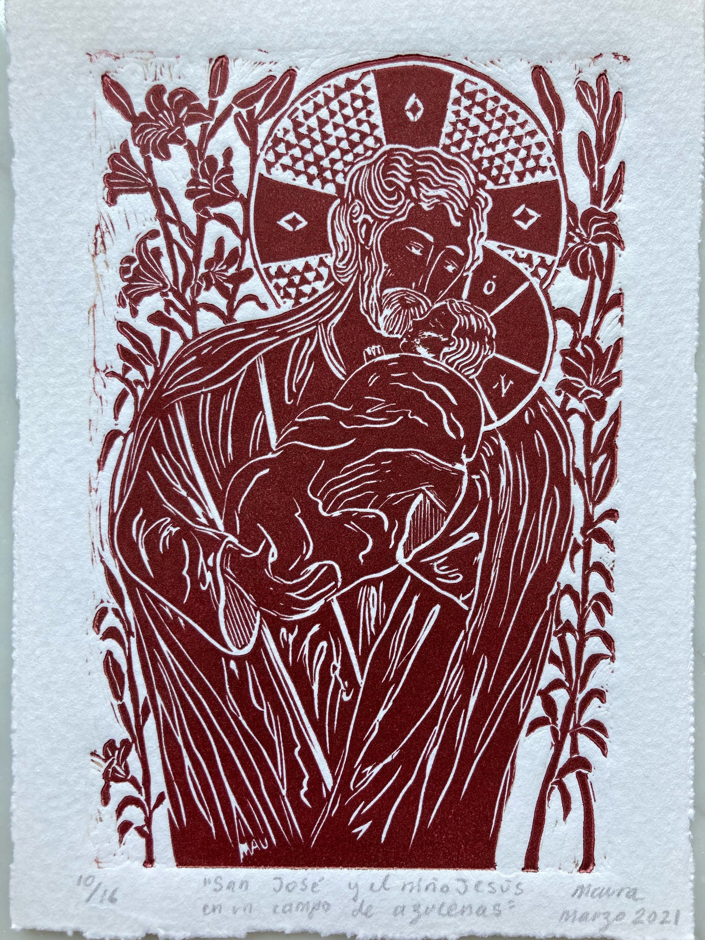 Saint Joseph and the Child Jesus in a Field of Lilies