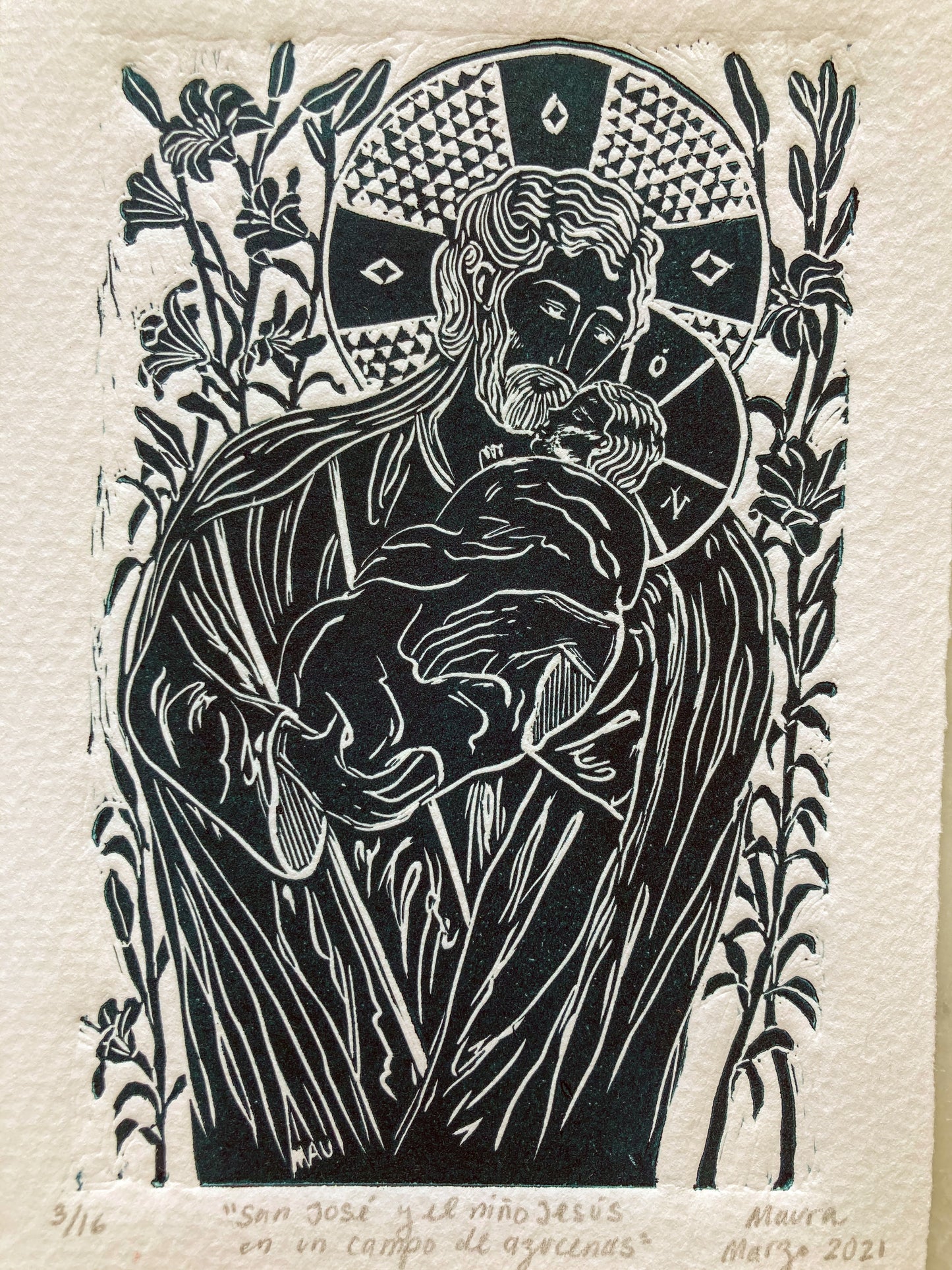 Saint Joseph and the Child Jesus in a Field of Lilies