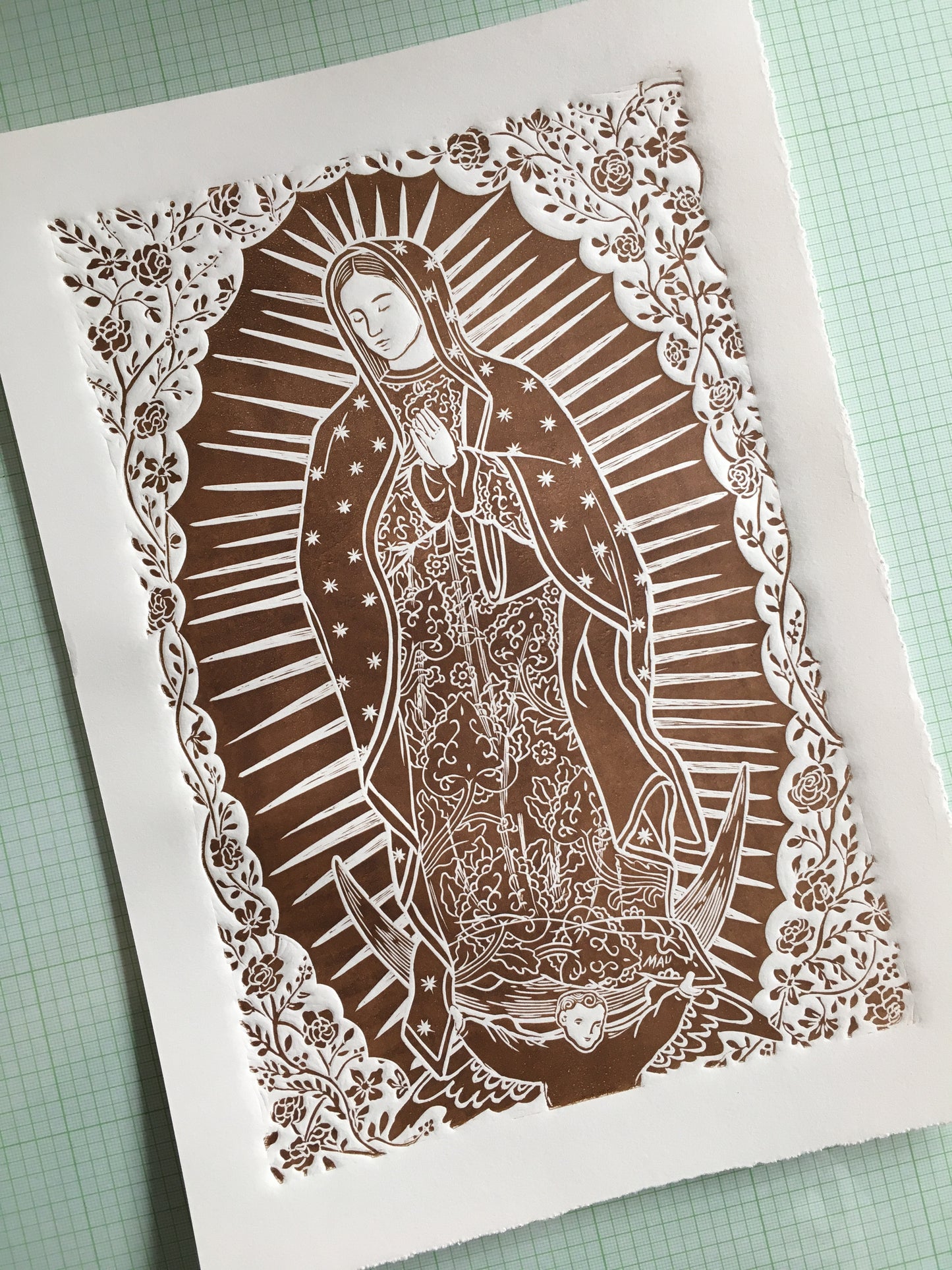Virgin of Guadalupe among the roses