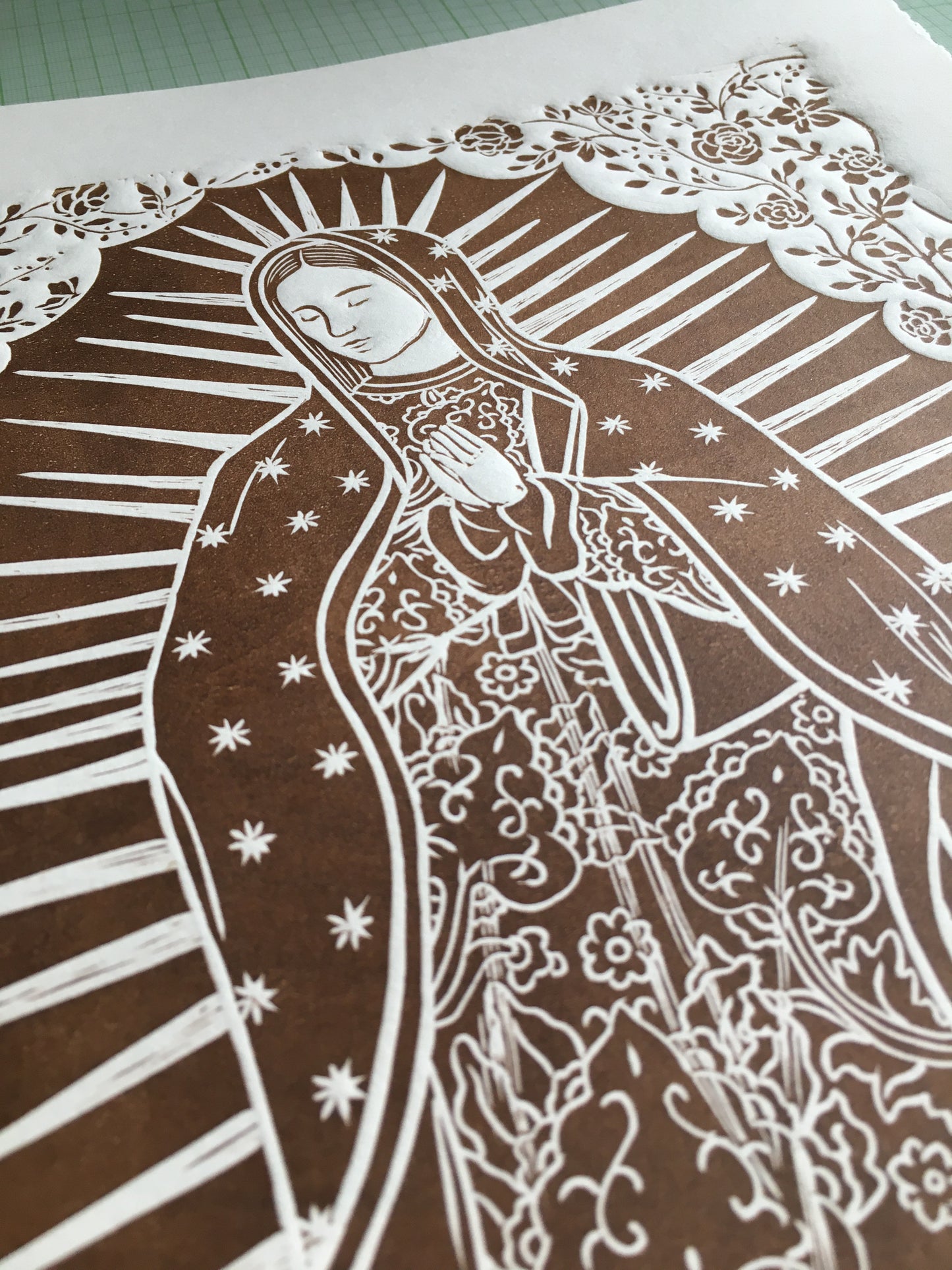 Virgin of Guadalupe among the roses