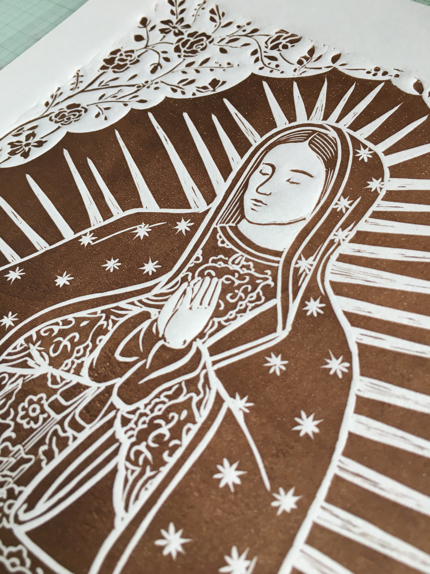 Virgin of Guadalupe among the roses