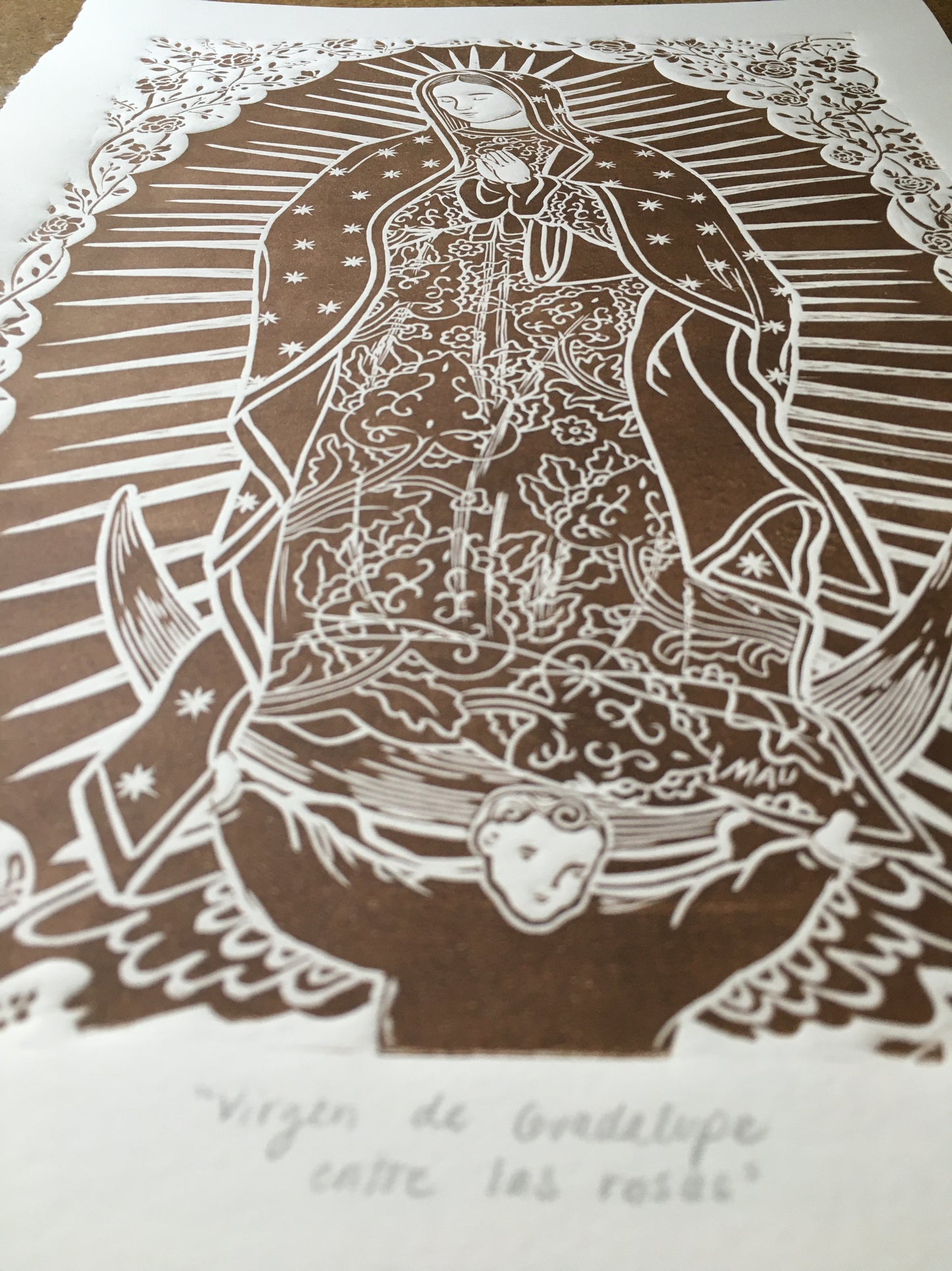 Virgin of Guadalupe among the roses